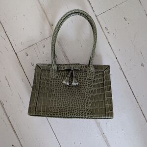 Liz Claiborne Olive Crocodile-Embossed Shoulder Bag